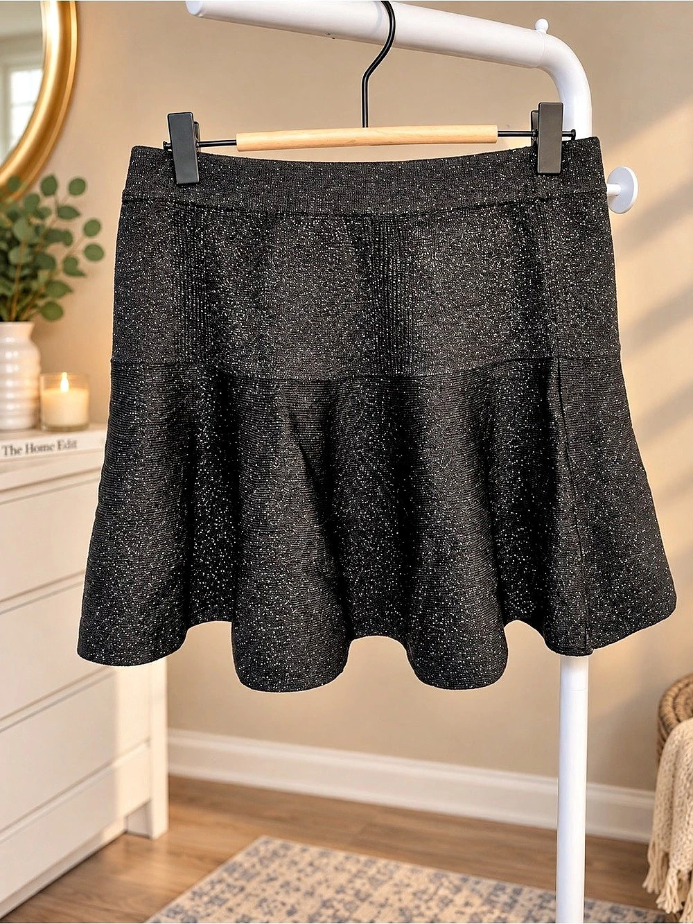 Candie's Sparkle Scalloped Skirt in Black Small
